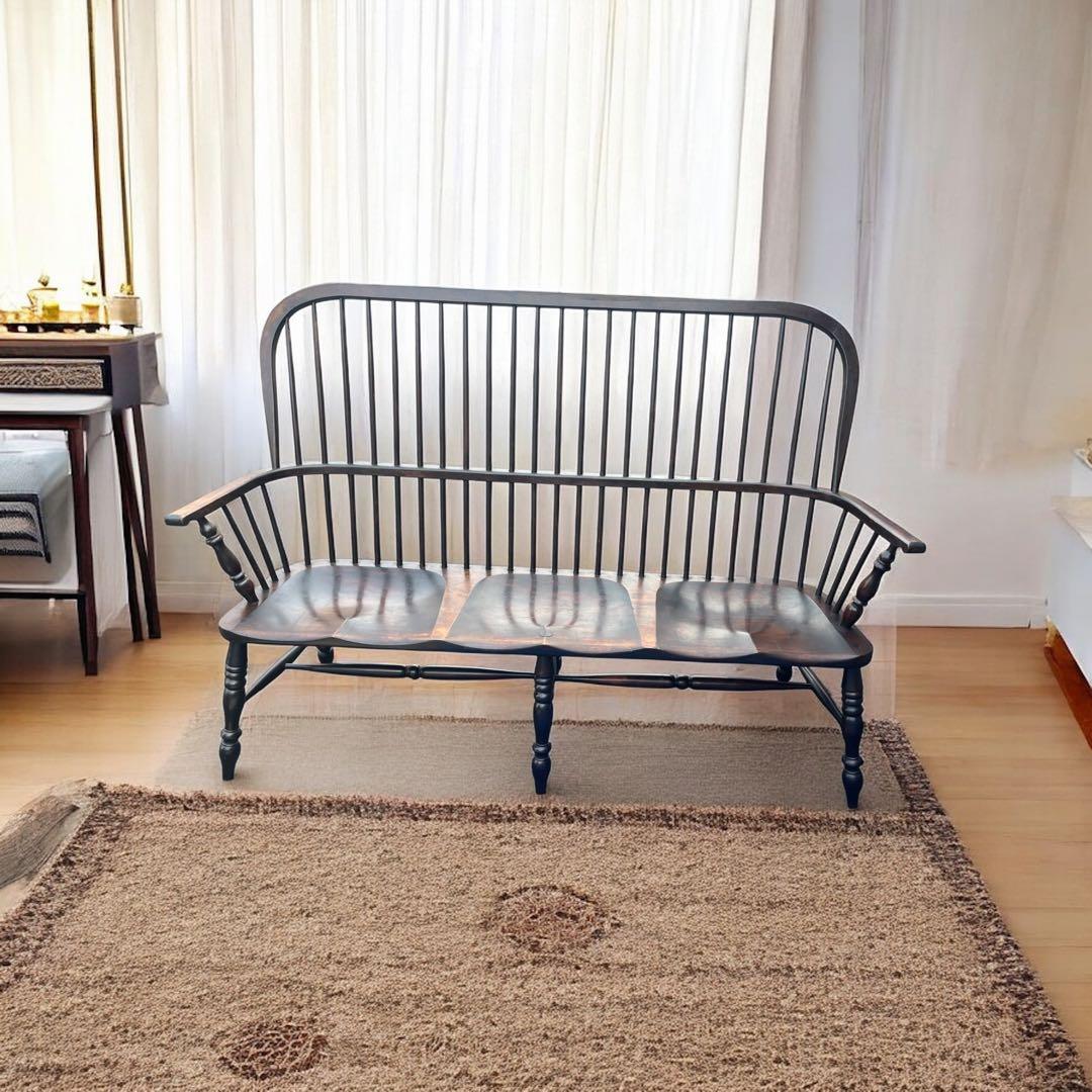 松本民芸家具 #513 長ウィンザーチェア 和モダン ベンチ 三人掛