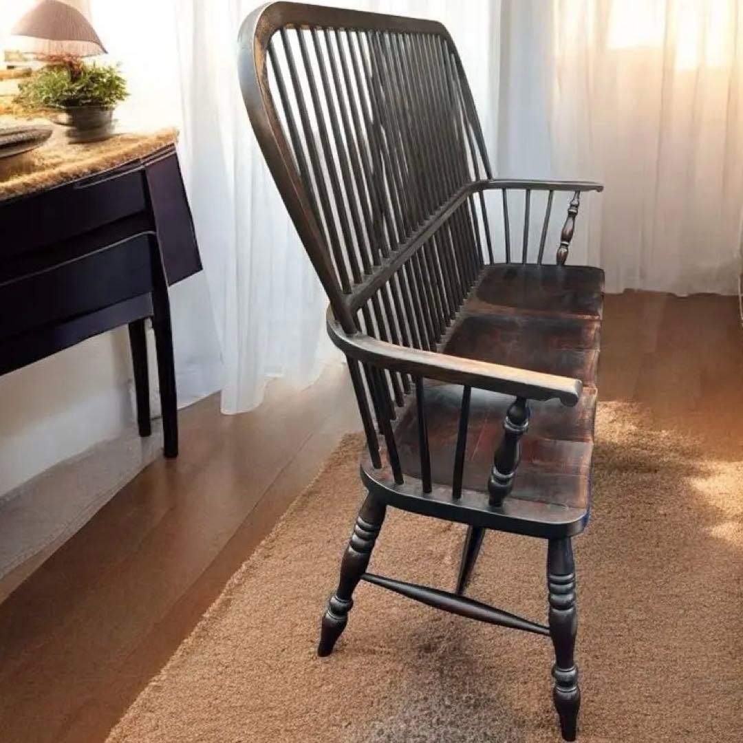 松本民芸家具 #513 長ウィンザーチェア 和モダン ベンチ 三人掛