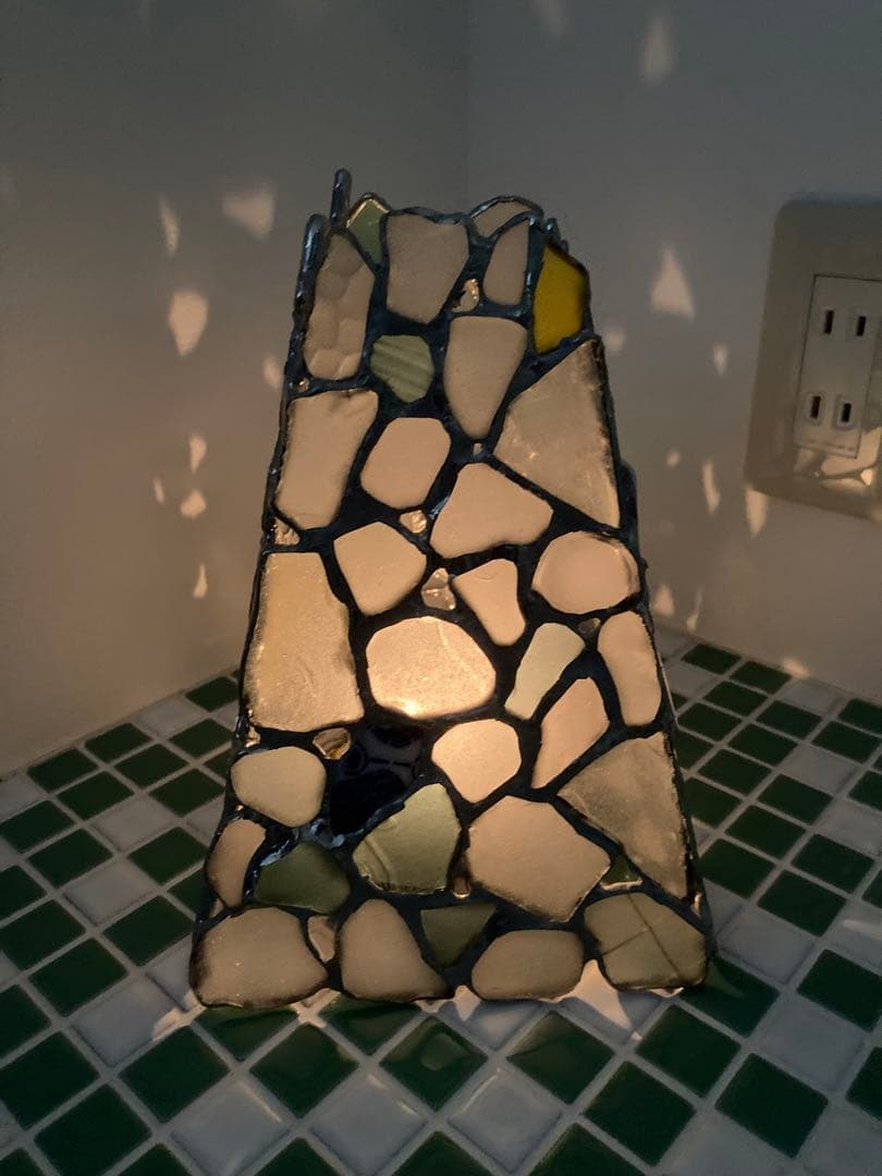 キャンドルホルダー　ステンドグラス　シーグラス　シー陶片　ウランガラス