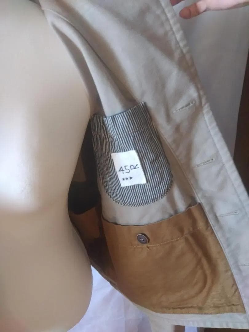 【未使用に近し】45R　日本製ジャケット　星3つでサイズL　コットン100%