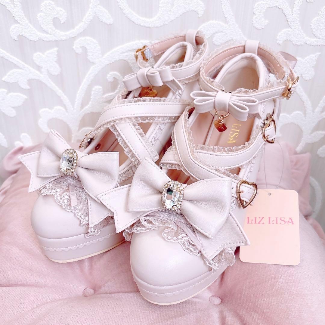 LIZLISA トゥシューズライクフリルリボンパンプス