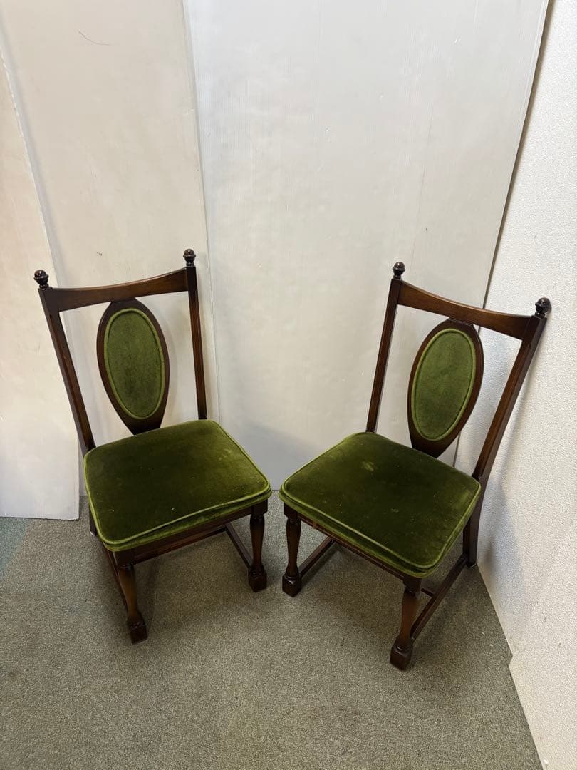 ② ヴィンテージチェア　ナガノインテリア　ベロアチェア　２脚セット