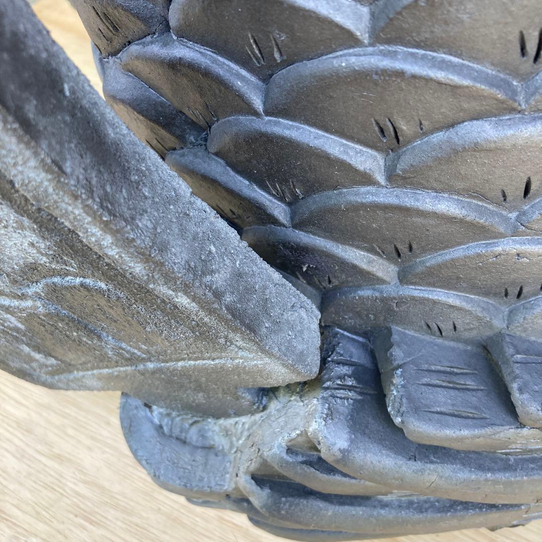 訳あり　希少‼️特大　シャチホコ　古瓦　置物　オブジェ　重さ約23kg引き取り限定