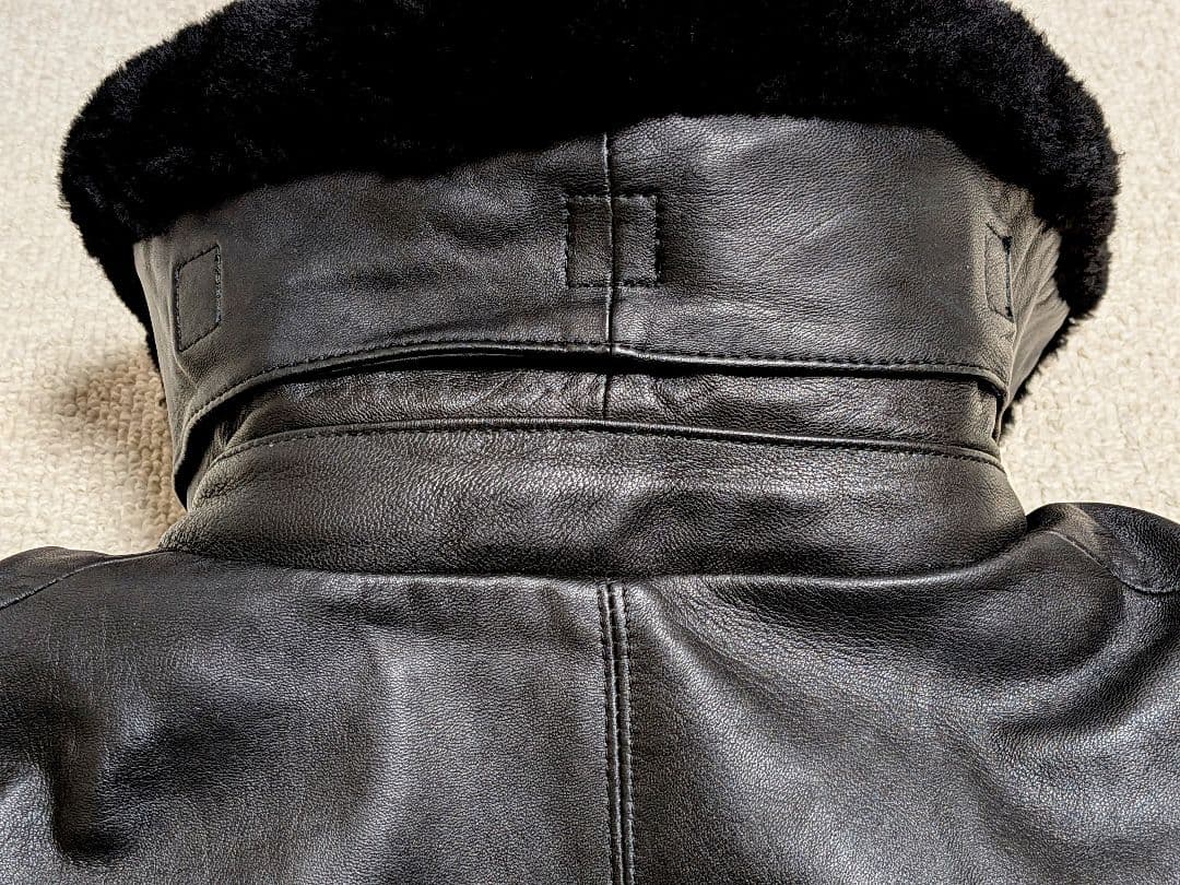 ヴィンテージ レザージャケット G-1・A−2系 黒 襟ボア ブルゾン 羊革 L