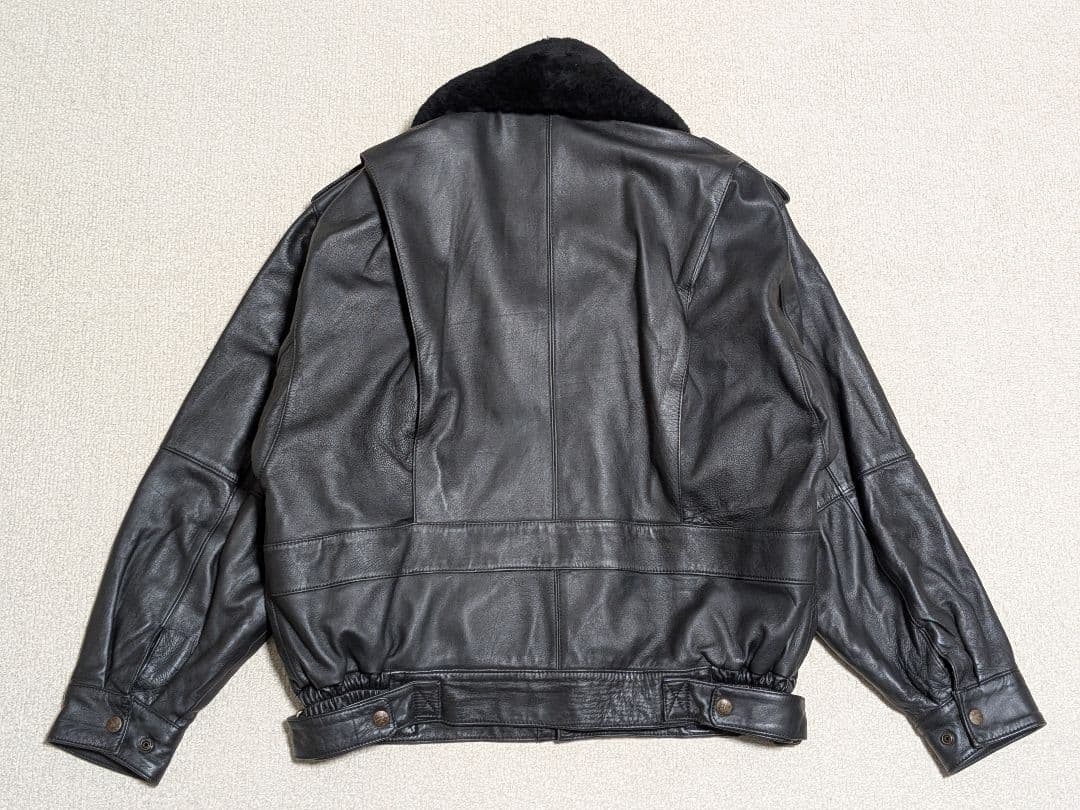 ヴィンテージ レザージャケット G-1・A−2系 黒 襟ボア ブルゾン 羊革 L