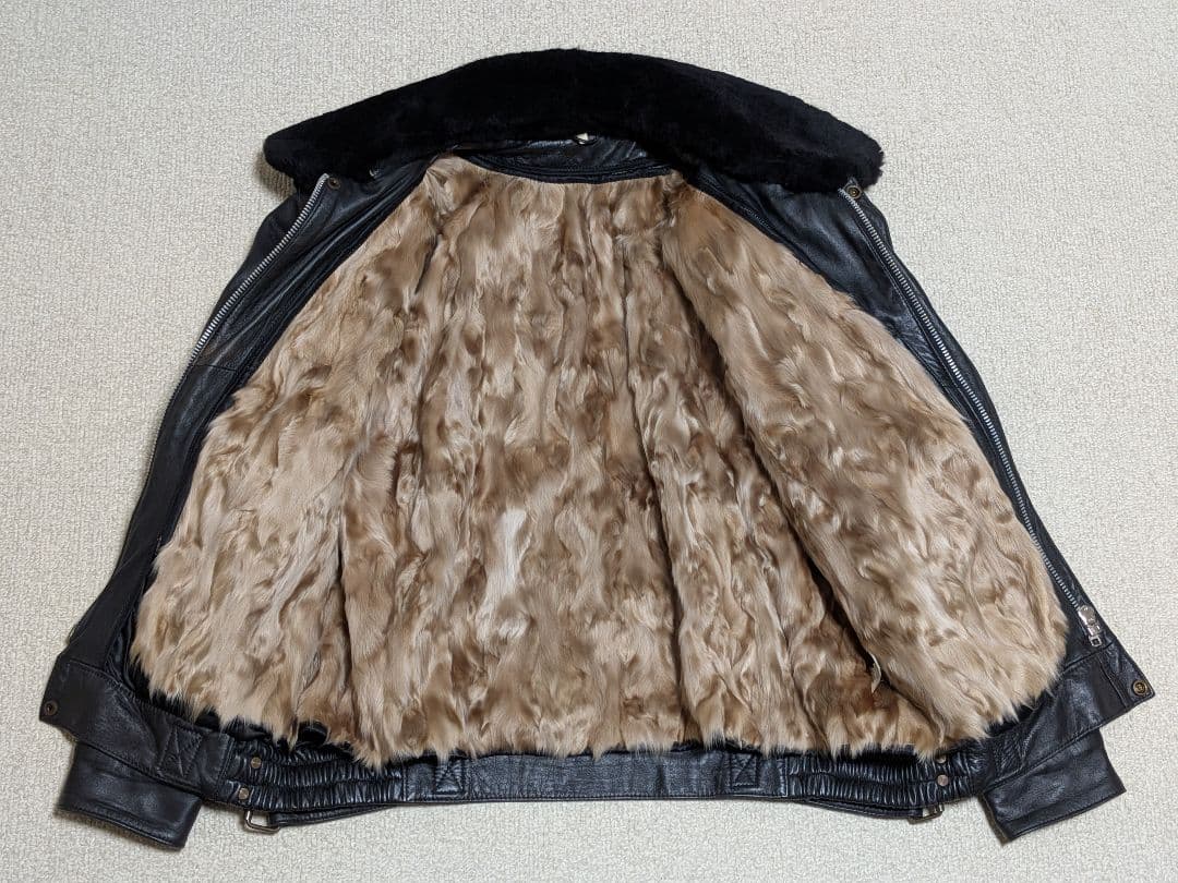 ヴィンテージ レザージャケット G-1・A−2系 黒 襟ボア ブルゾン 羊革 L