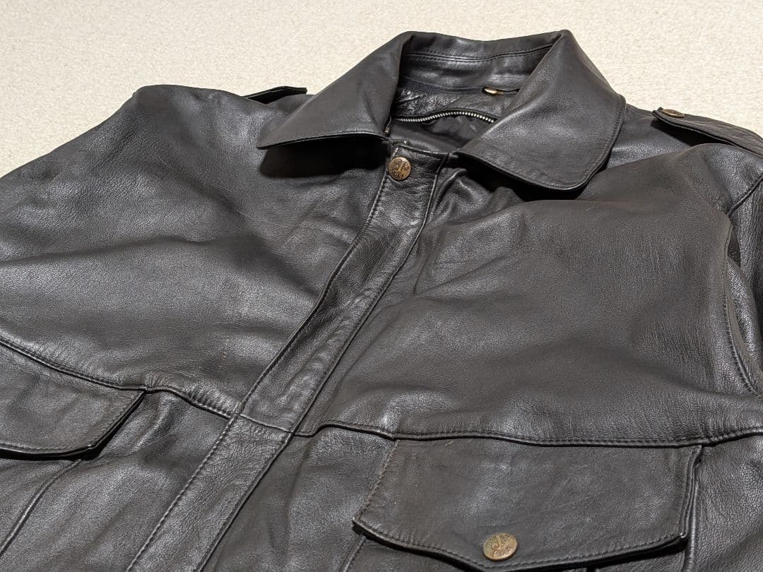 ヴィンテージ レザージャケット G-1・A−2系 黒 襟ボア ブルゾン 羊革 L