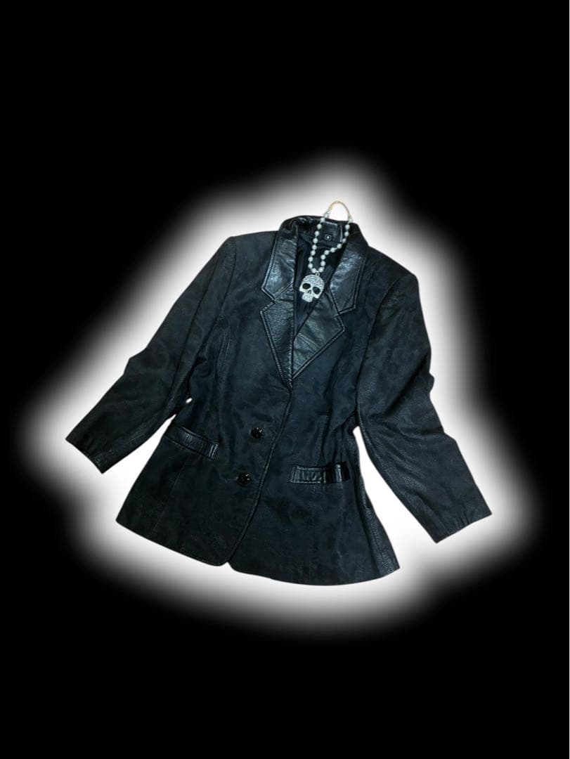 y2k00s当時物✴︎牛革ジャケット平成ギャルNANAパンクロックゴシック黒本革