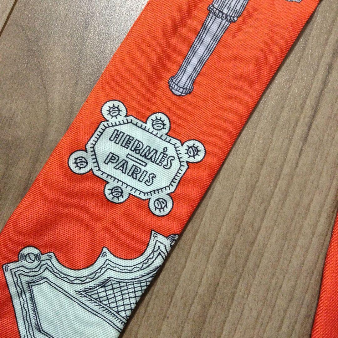 HERMES ツイリー オレンジ シルク スカーフ