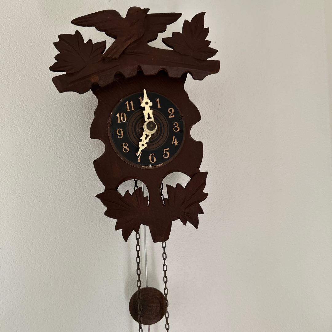 木製柱時計　時代物ミニ柱時計 made in Germany レトロ鳩時計