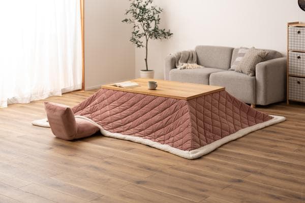 おしゃれ ふかふか かわいい 暖かい 長方形 こたつ布団 サーモンピンク