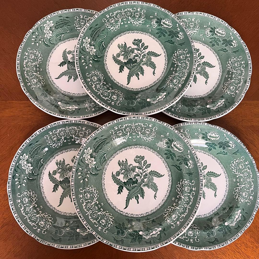 【希少品】スポード ★グリーンカミラ★プレート　6枚