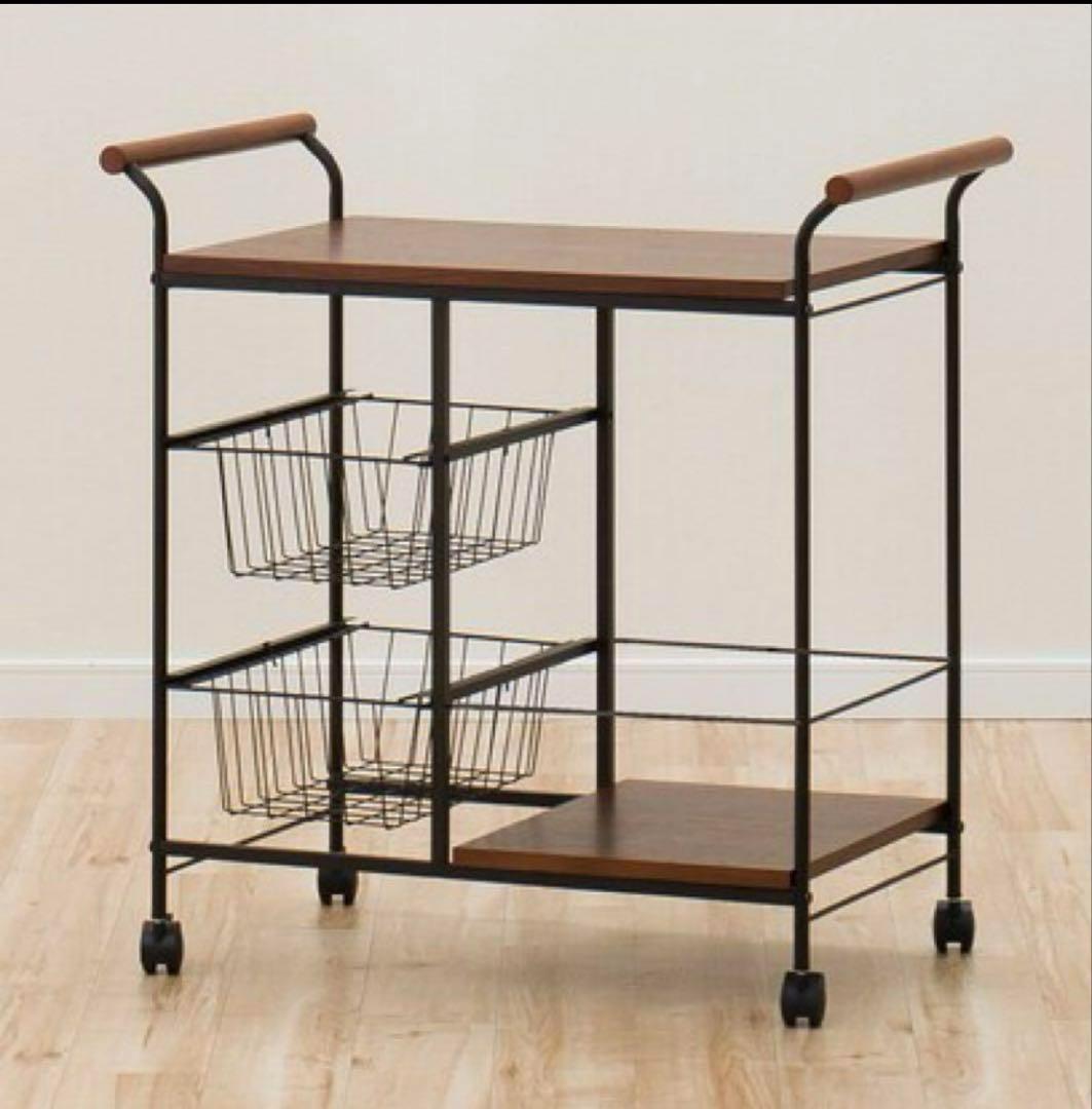 送料無料　ニトリ キッチンワゴン トリエステ 7169 MBR ミドルブラウン