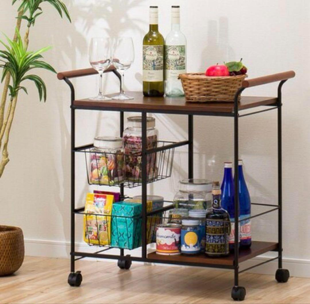 送料無料　ニトリ キッチンワゴン トリエステ 7169 MBR ミドルブラウン