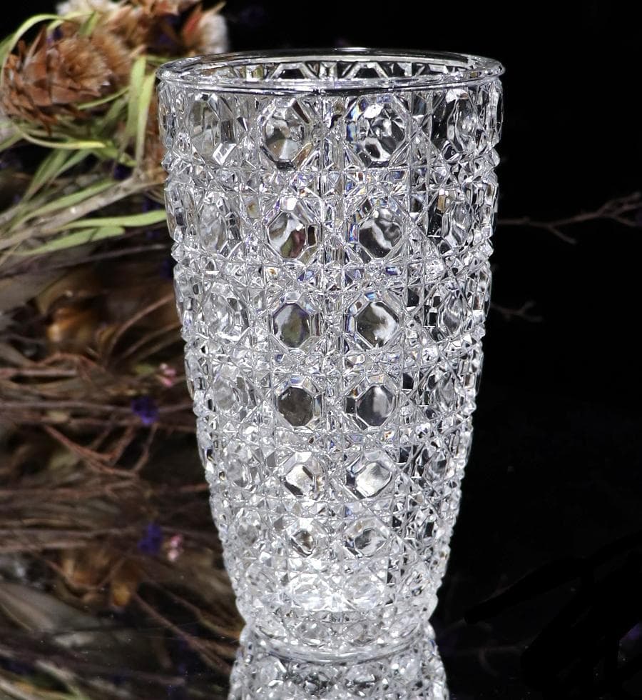オールド・バカラ ディアマン・ピエーリー 丸型花瓶 ダイヤモンド 切子 ギヤマン