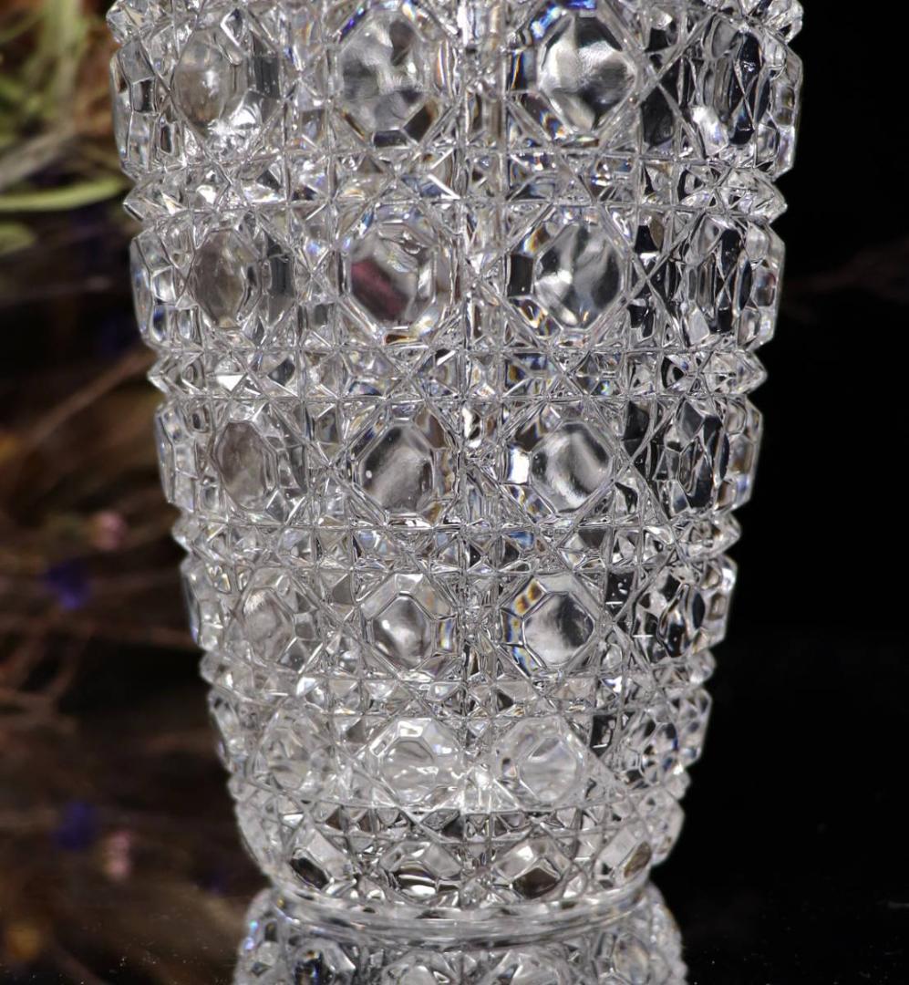 オールド・バカラ ディアマン・ピエーリー 丸型花瓶 ダイヤモンド 切子 ギヤマン