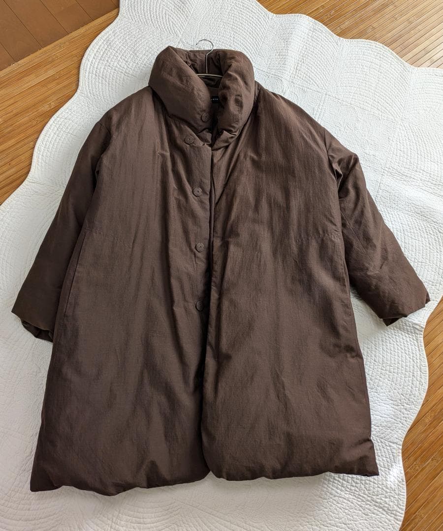 ヨーガンレール☆17年冬☆シルクコットンダウンゆったりロングジャケット☆ブラウン