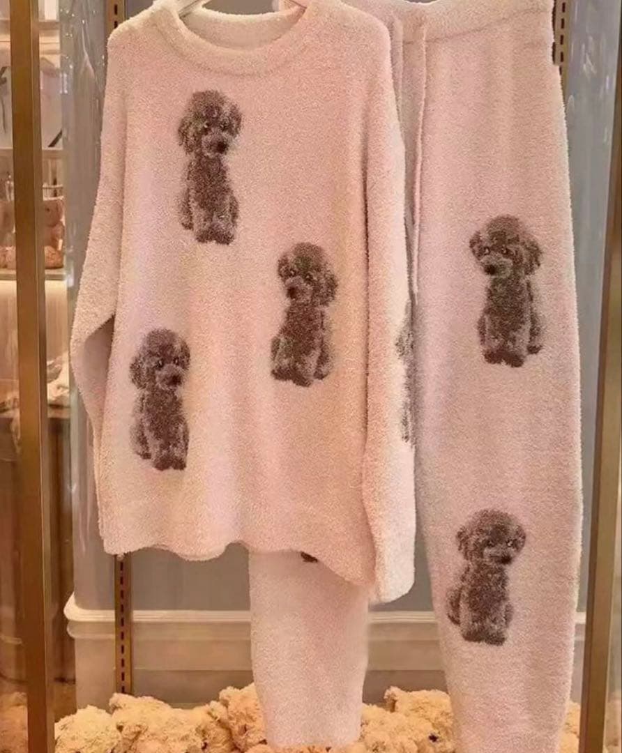 新品ジェラートピケプードルピンク上下ルームウェア