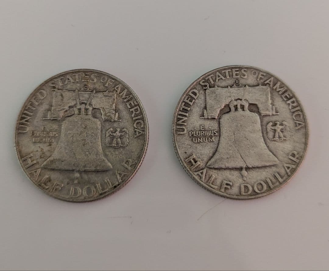 1958年 フランクリン・ハーフダラー2枚 / 1964年ケネディ・ハーフダラー
