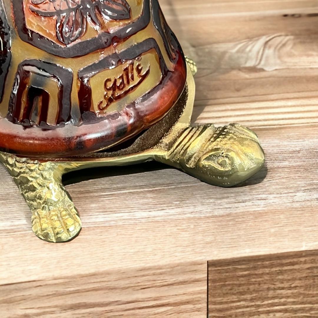 【証明書】エミールガレ　一灯ランプ 　亀紋　カメオ彫り　被せガラス　高さ10ｃｍ