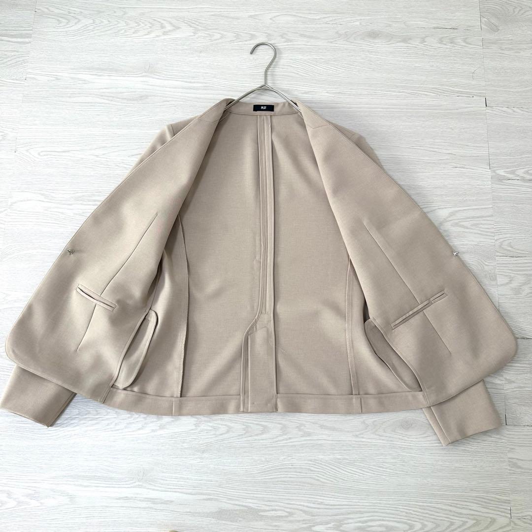 極美品 24SS PLST パンツスーツ セットアップ 洗える ベージュ S