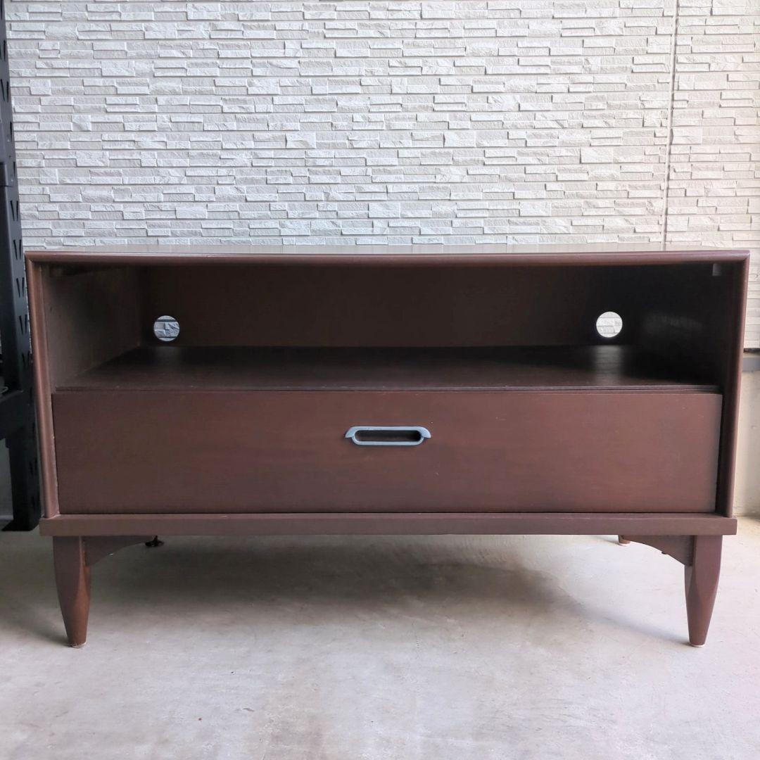 USヴィンテージ♦木製 テレビボード 米軍 ブラウン 60×102×48