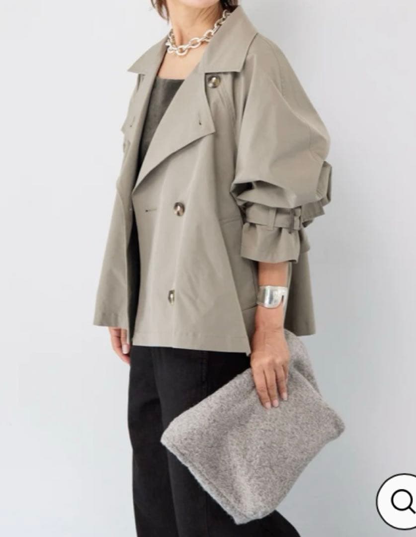 PLUS OTOHA プラスオトハ ショートトレンチコート カーキ