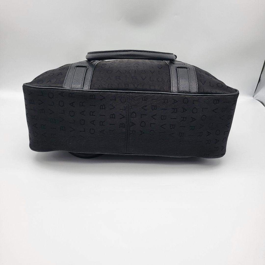 ブルガリ ロゴマニア トートバッグ ハンドバッグ ブラック キャンバス レザー