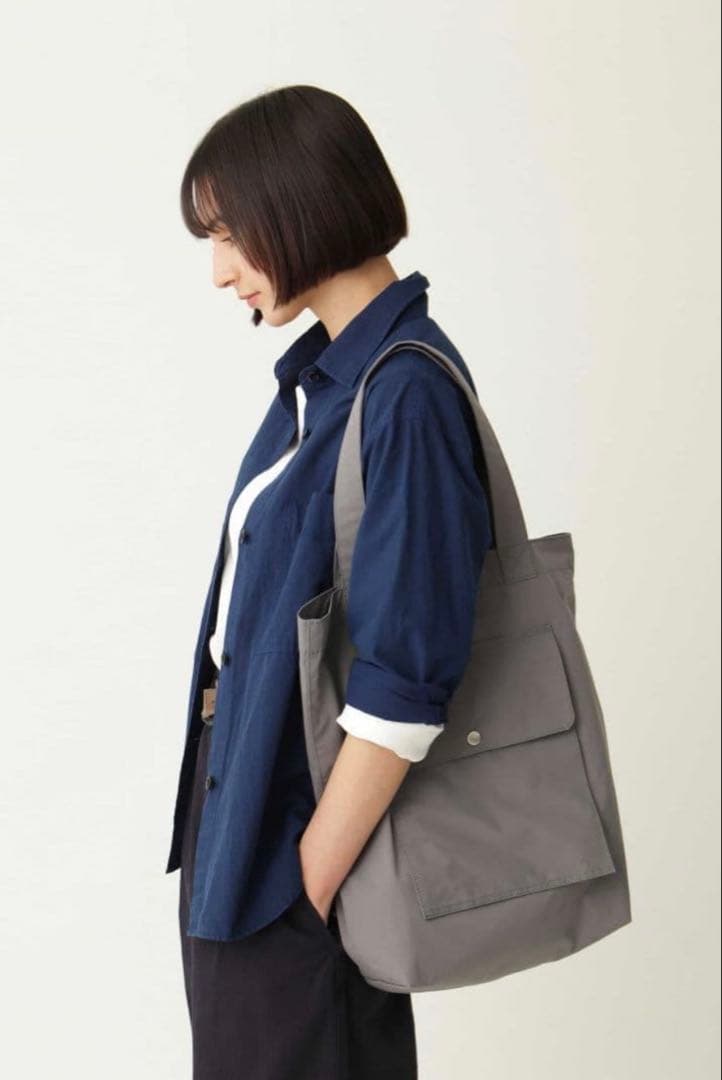 MHL PROOFED HIGHCOUNT TWILL TOTE グレー A4可