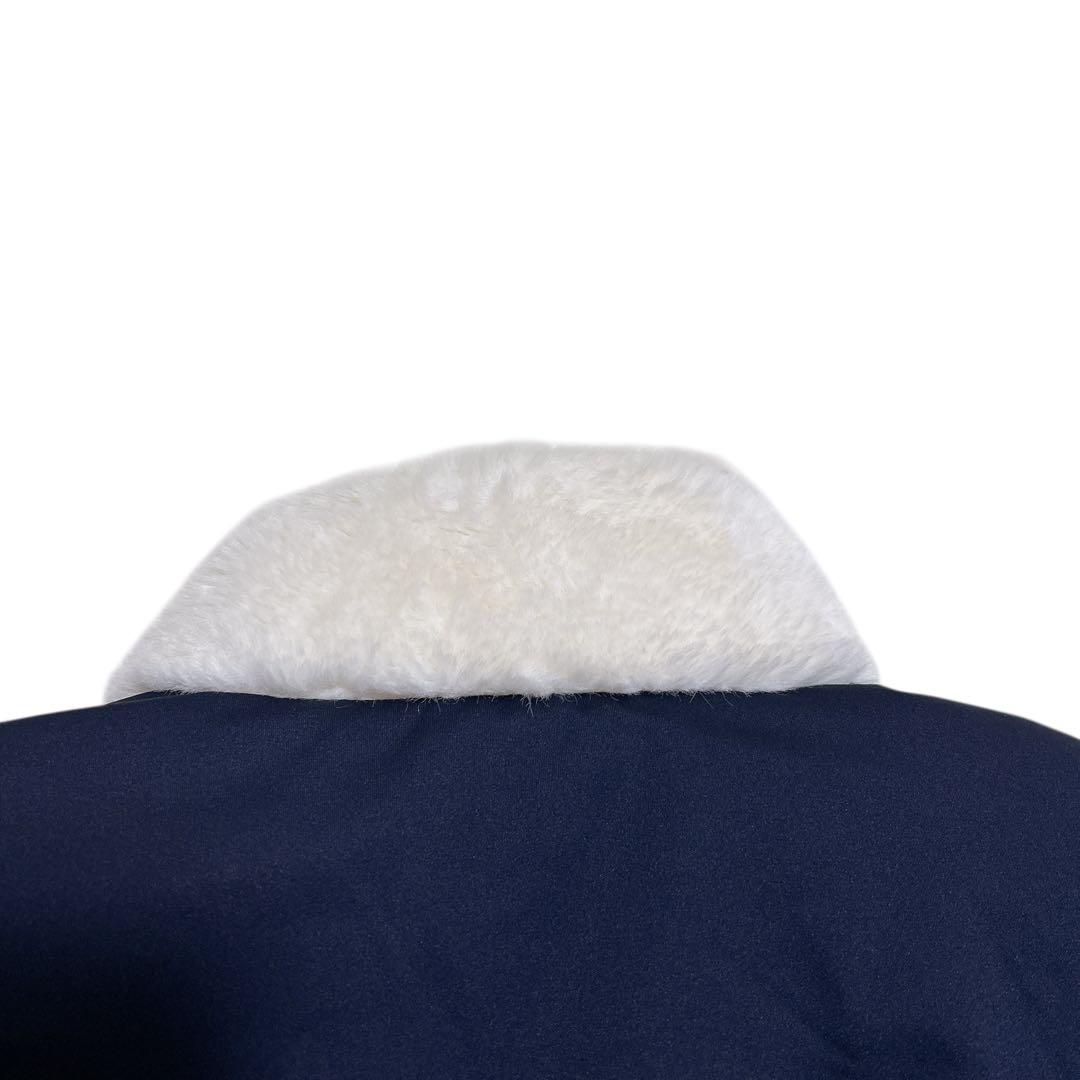 美品✨アルチビオ 中綿ダウン ワンピース ファー付き ウエストベルト 紺　38