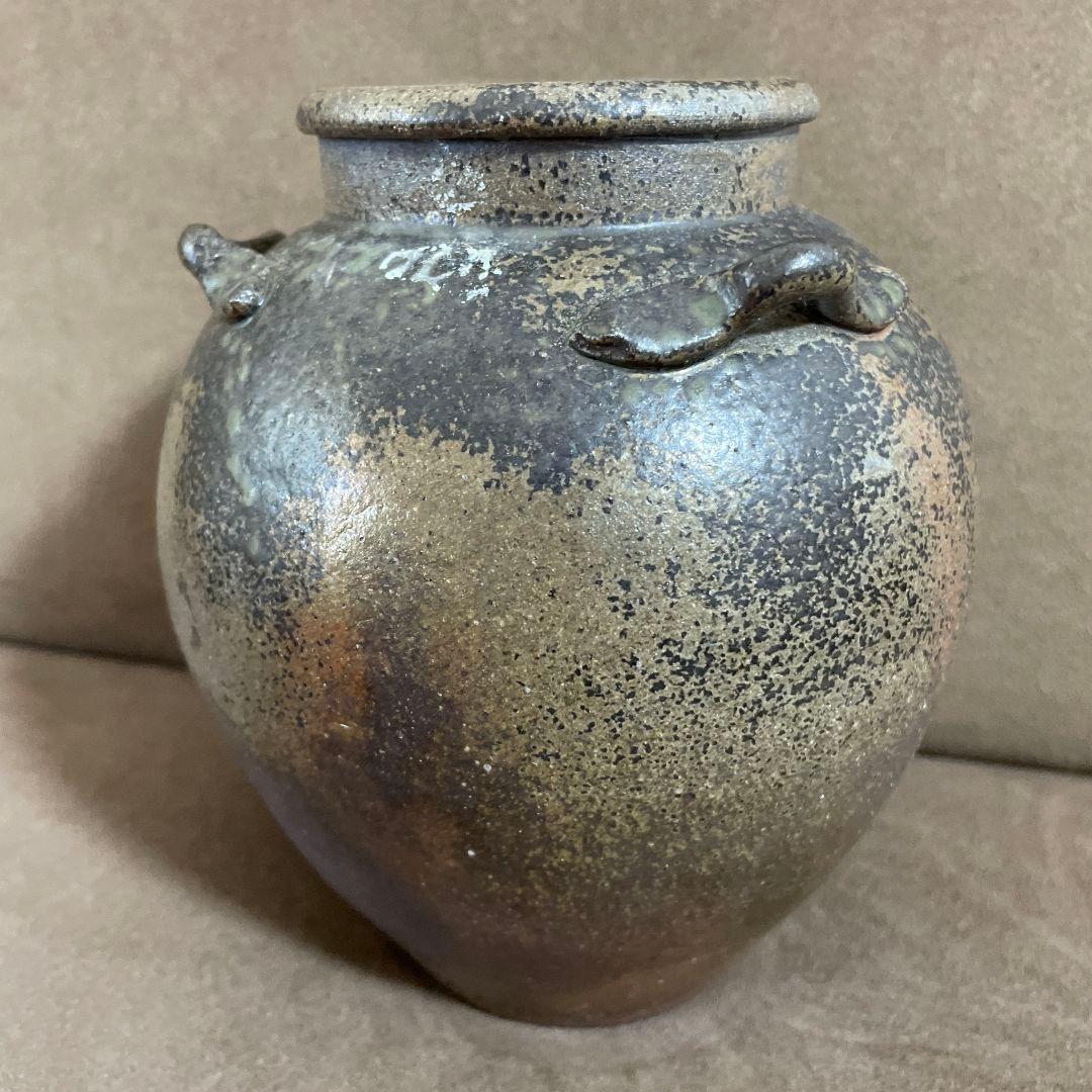 茶道具　口切り茶壺　丹波立杭焼