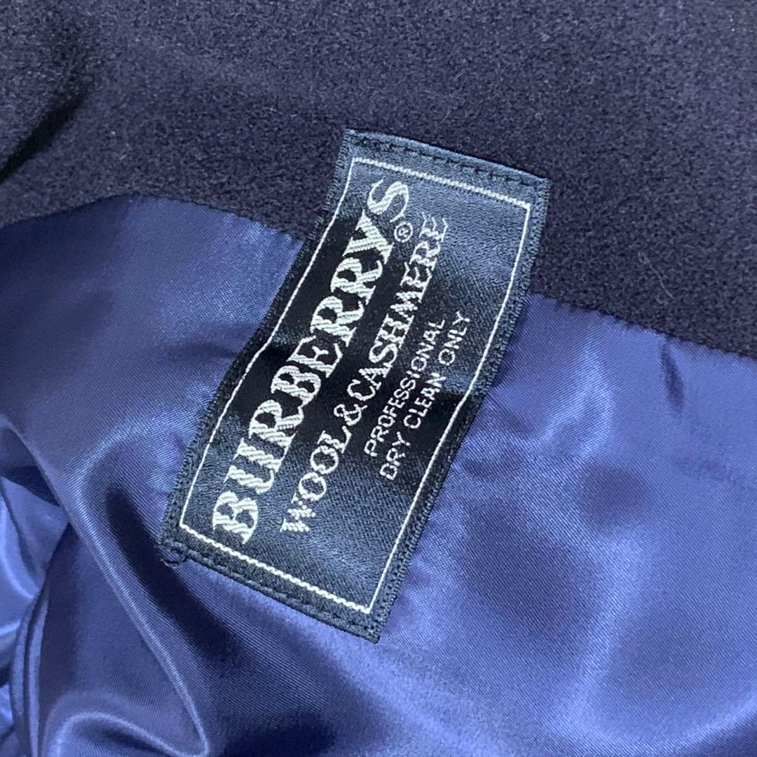 美品　バーバリーズ　金ボタン　カシミヤ混　ダブルチェスターコート　ネイビー