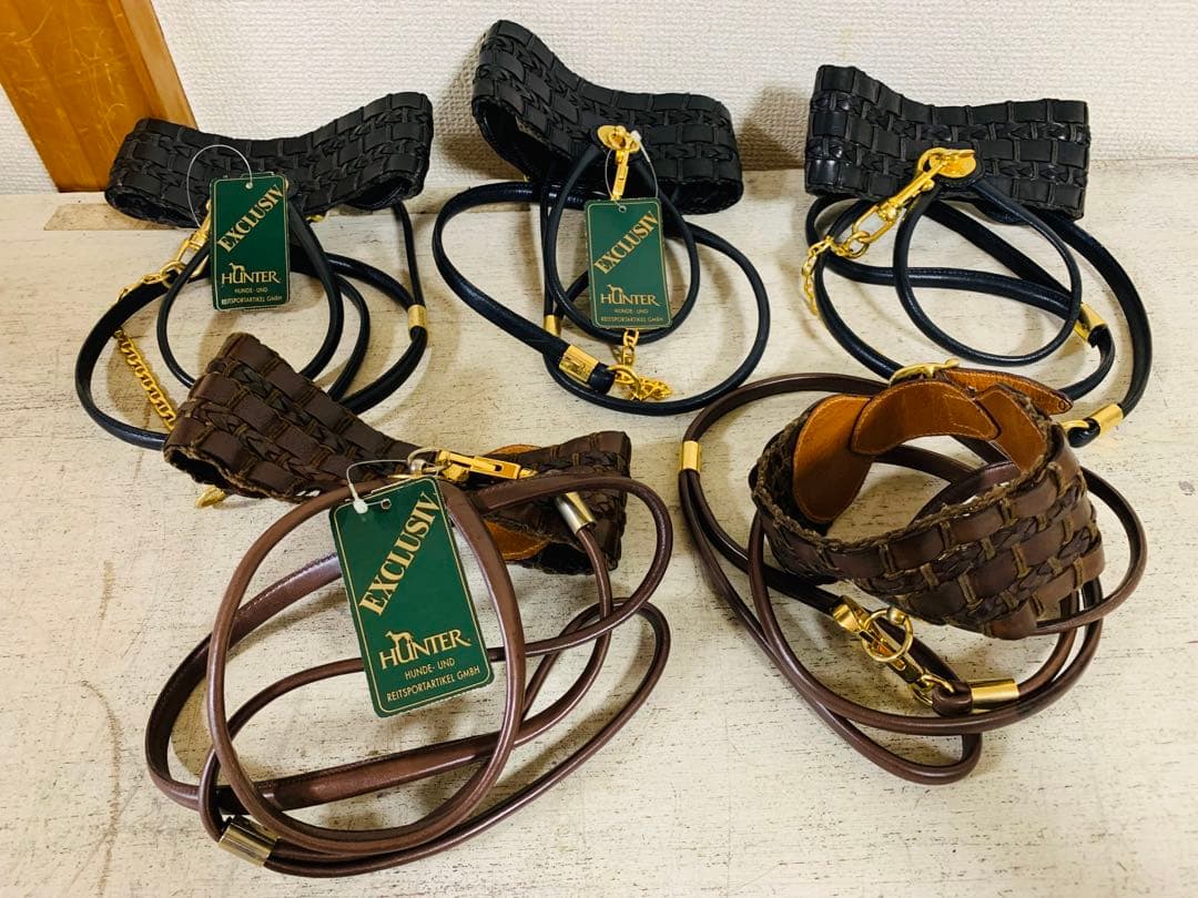 k0801-09★未使用 HUNTER EXCLUSIVE リード 首輪 5点
