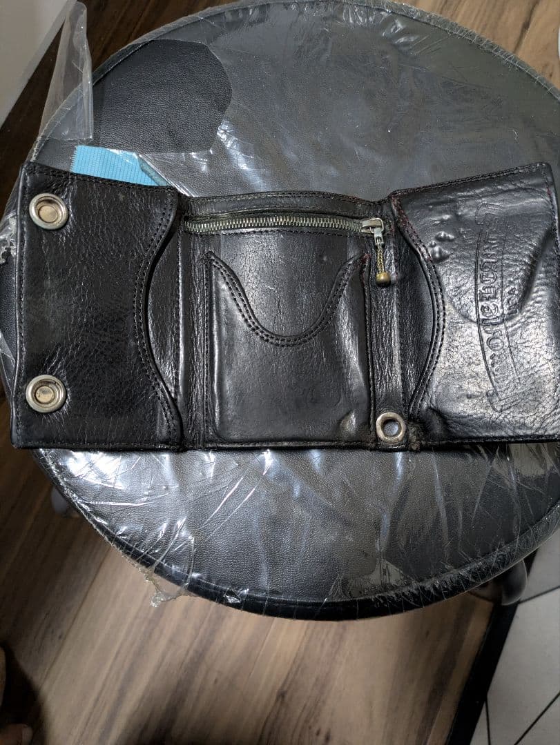 クロムハーツ 3フォールド クロスボタン レザー ウォレット/財布　本物