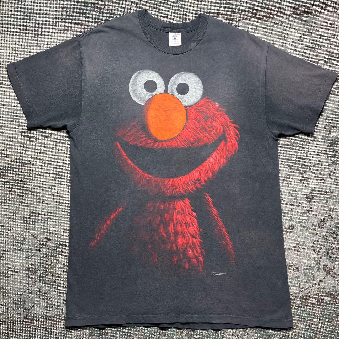 ヴィンテージ　 USA製　セサミストリート　エルモ　ブラックアウト　Tシャツ　黒