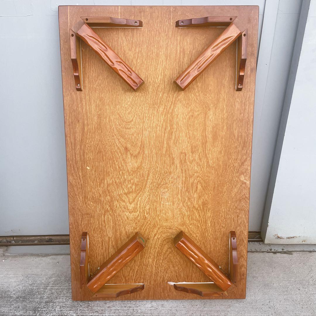 【美品送料込】高級一枚板風 折り畳み座卓 昭和レトロ アンティーク 職人手作り