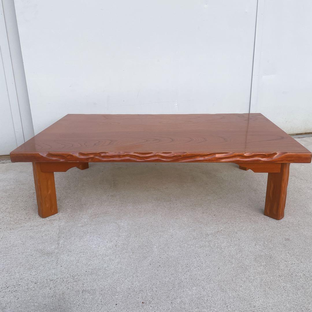 【美品送料込】高級一枚板風 折り畳み座卓 昭和レトロ アンティーク 職人手作り