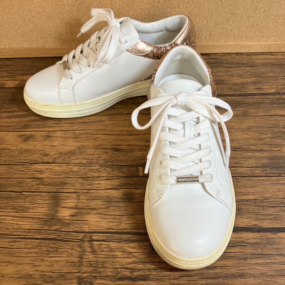 （K26071）★美品★ジミーチュウ スパンコール スニーカー 37（約24㎝）