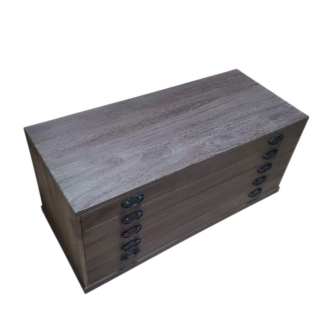 【美品 未使用に近い】桐箪笥 5段 天然木 宇造り・ろう仕上げ