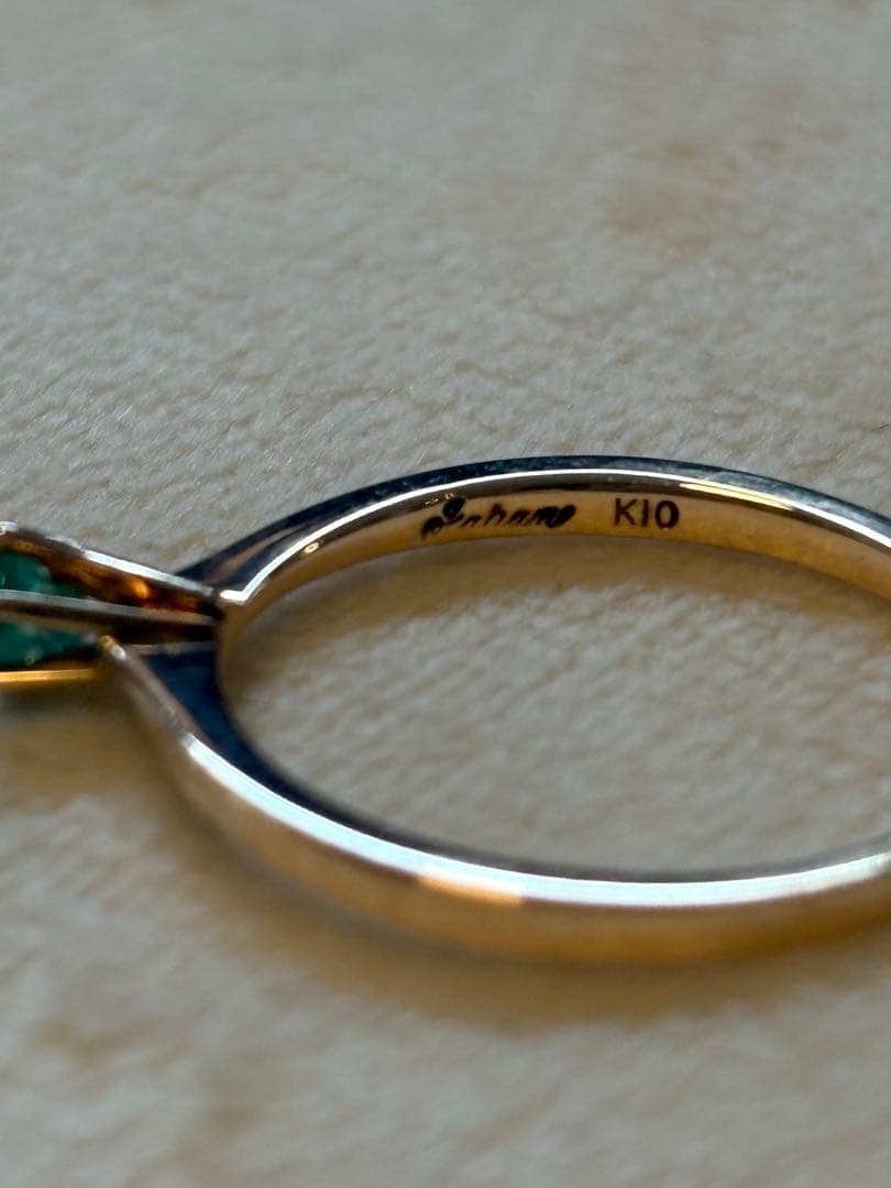 ヴィンテージ　天然エメラルド　k10 リング