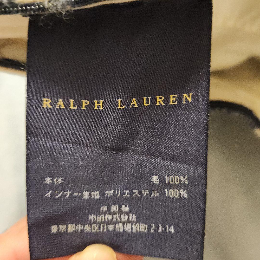 ラルフローレン　チェック柄クッションカバー ネイビー