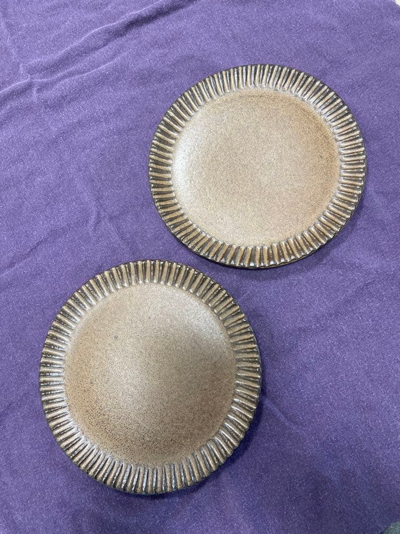 小澤基晴 8寸 24cm ブロンズ しのぎ 皿 2枚組