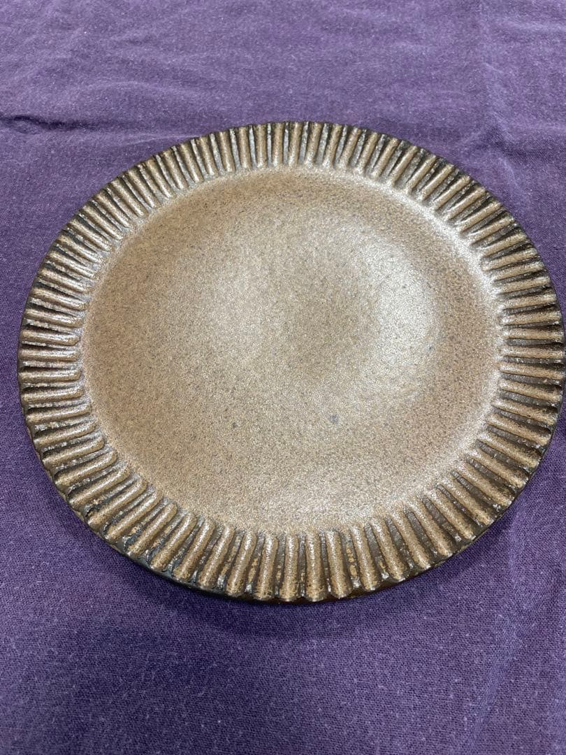 小澤基晴 8寸 24cm ブロンズ しのぎ 皿 2枚組