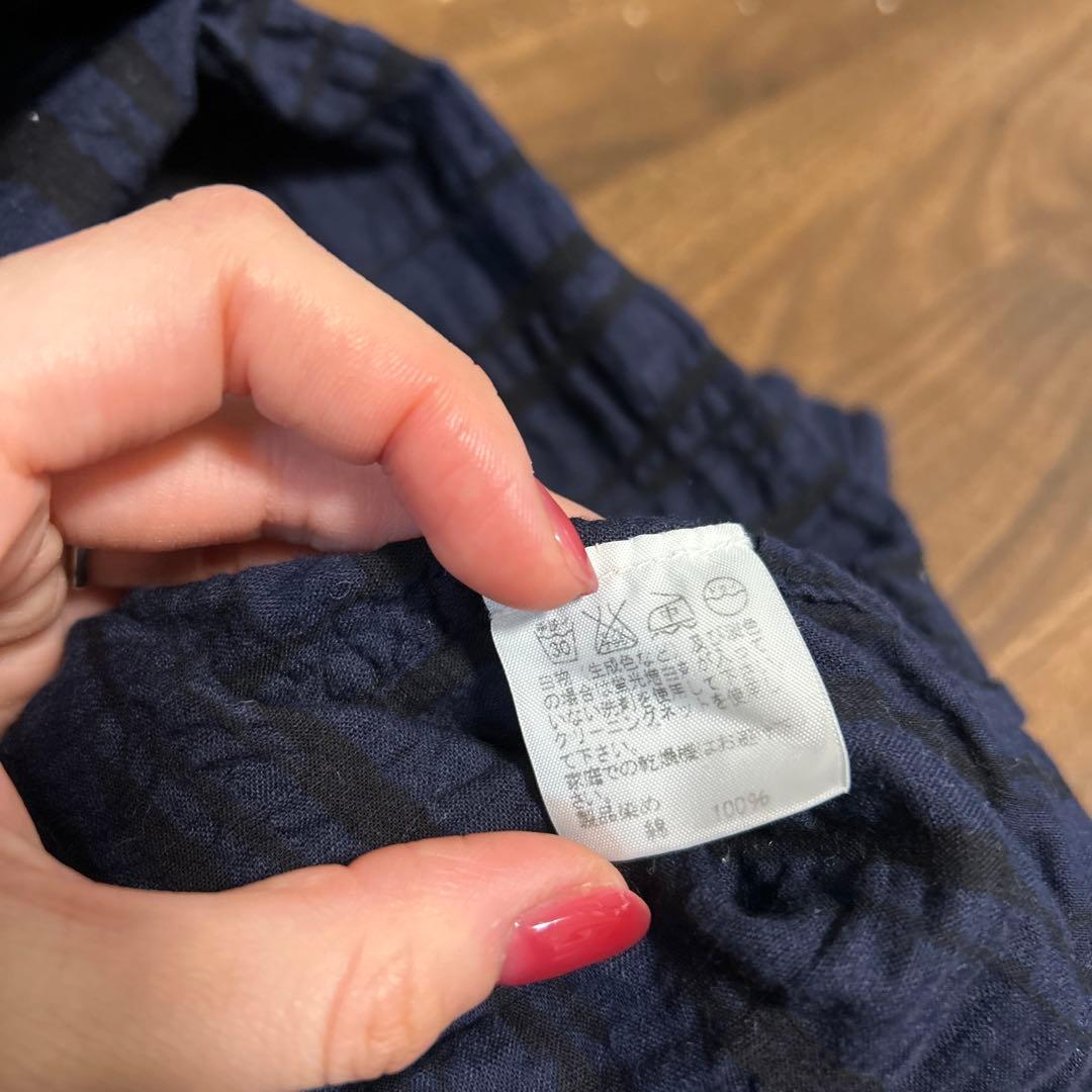 【ISSEY MIYAKE】ネイビー クレープシャツ