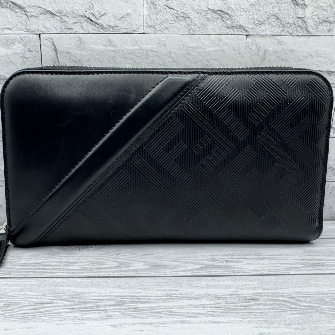 【美品】FENDI　シャドーダイアゴナル　ラウンドファスナー　長財布　レザー　黒
