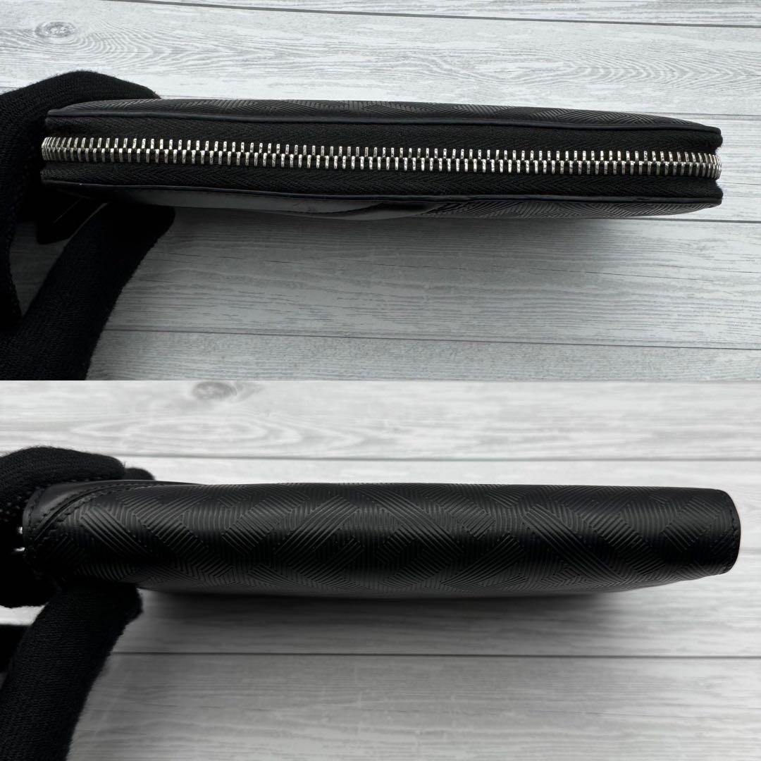 【美品】FENDI　シャドーダイアゴナル　ラウンドファスナー　長財布　レザー　黒