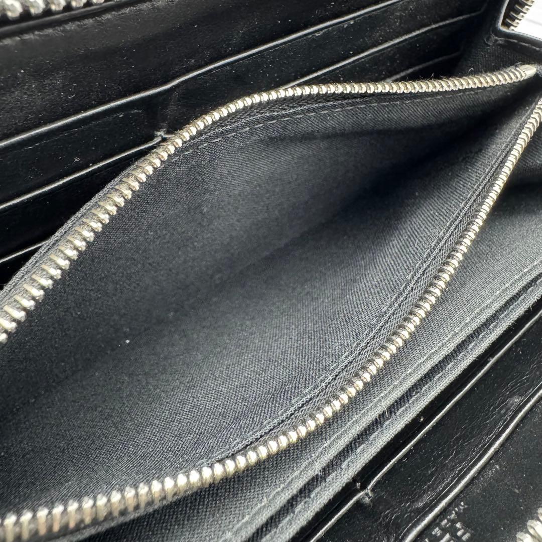 【美品】FENDI　シャドーダイアゴナル　ラウンドファスナー　長財布　レザー　黒
