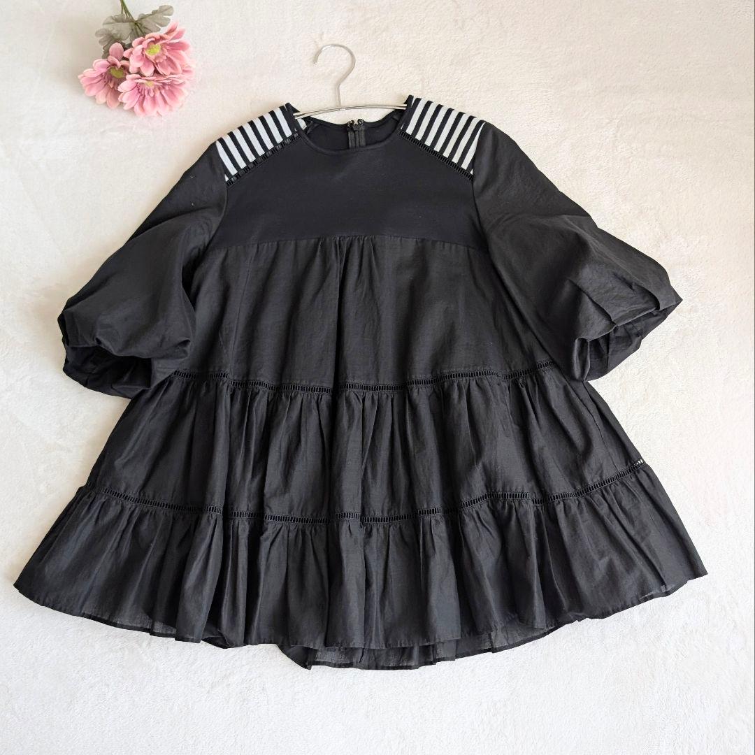 ボーダーズアットバルコニー♦ティアード トップス バルーン袖