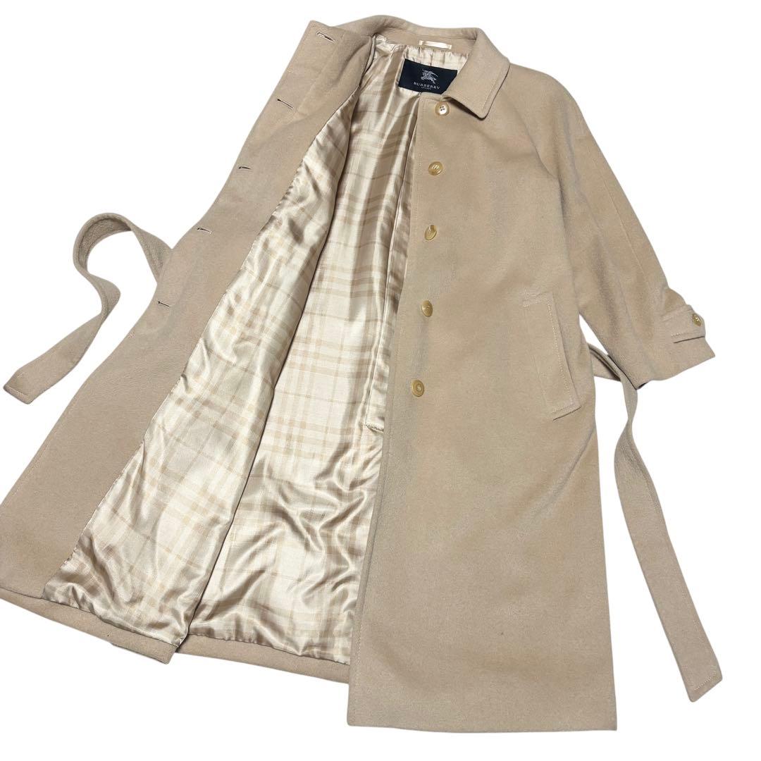 美品 バーバリー アンゴラウール ロングコート ベルト ベージュ ノバチェック