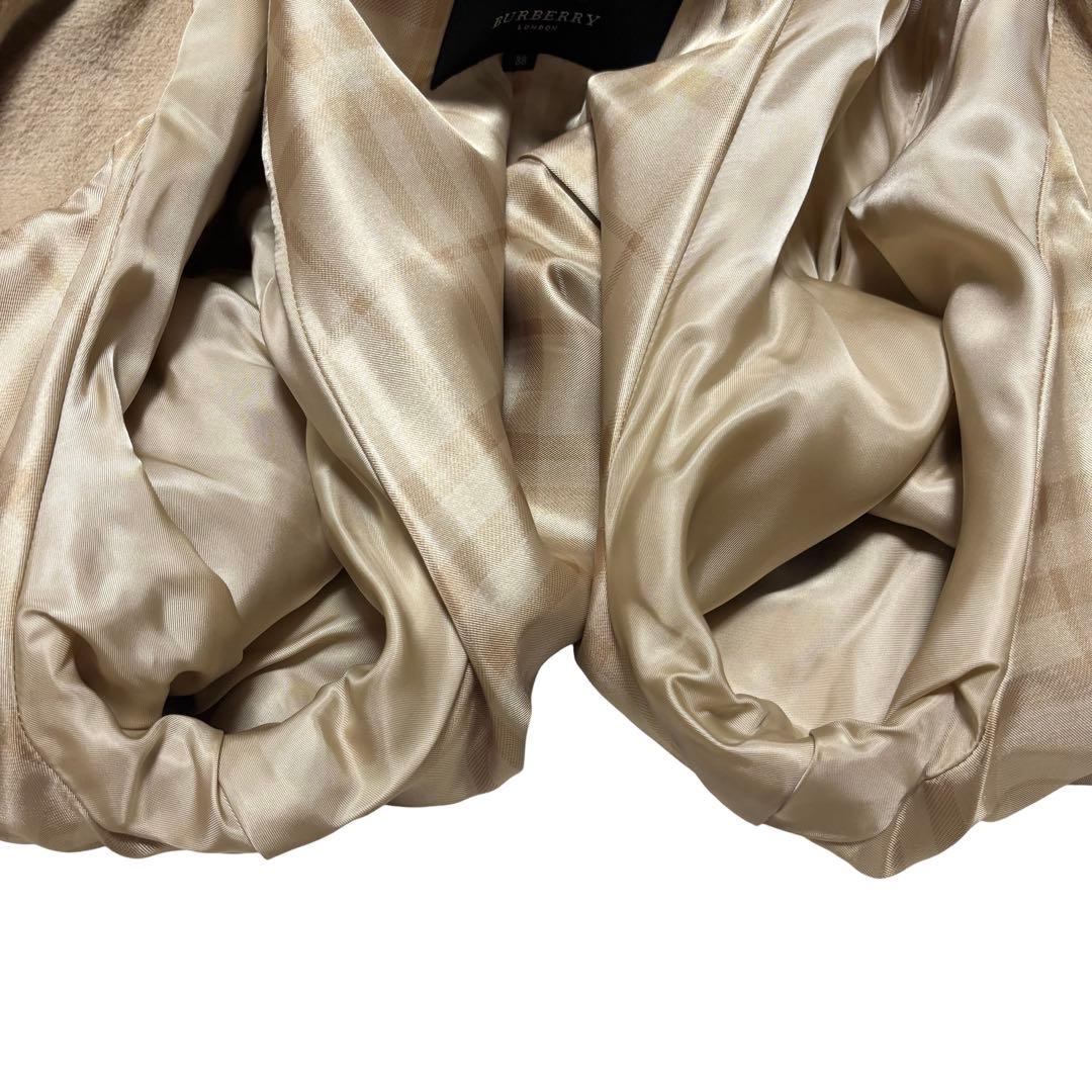 美品 バーバリー アンゴラウール ロングコート ベルト ベージュ ノバチェック